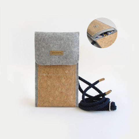 Shoulder Bag for iPhone 14 Pro Max | made of felt and organic cotton | light gray - bloom | Model KEDJA