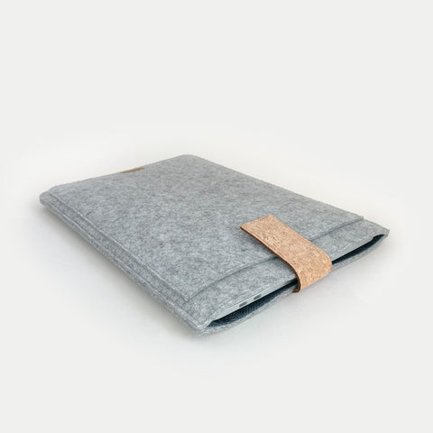 Case for Asus Zenbook | with magnetic closure and extra compartment | light gray - tracks | Model "HAKA"