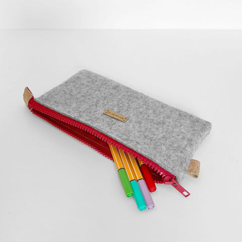 Pencil case light gray-red | MISK