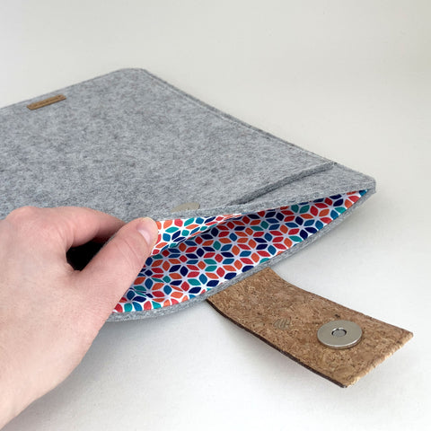 custom laptop sleeve | with magnetic closure and extra compartment | hellgrau - Colorful | Model "HAKA"