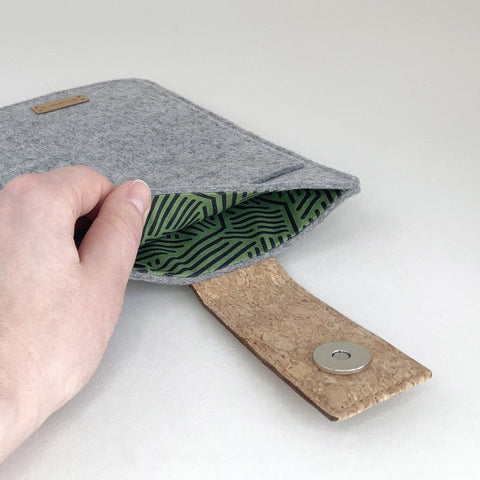 Case for Tolino Epos 2 | with magnetic closure and extra compartment | light gray - Stipes | model "HAKA"