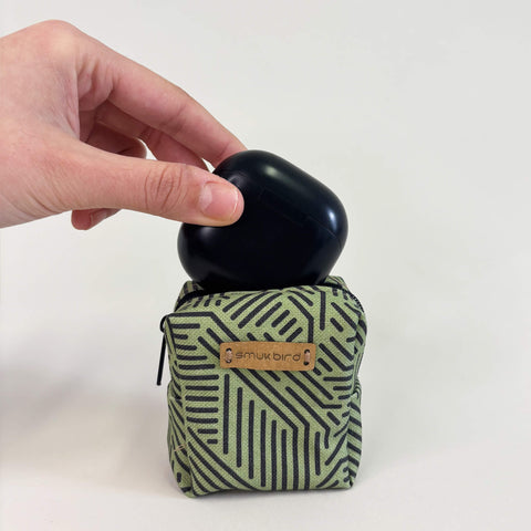 Mini bag for headphones & co. | made from organic cotton | Design Stripes | Model PocketCube