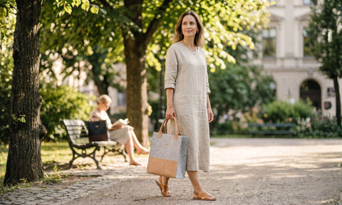 Felt and cork shopper bag