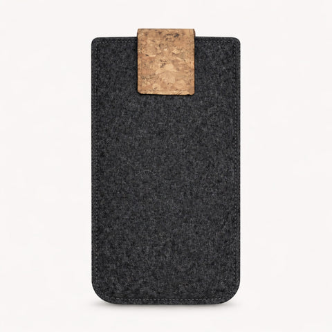 custom-made cell phone case | with magnetic closure and extra compartment | anthracite - Tracks | model HAKA