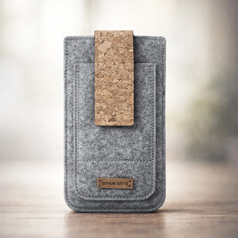 custom-made cell phone case | with magnetic closure and extra compartment | light gray - Shapes | model HAKA