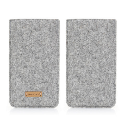 Mobile phone case for Fairphone 6 | made of felt and organic cotton | light gray - stripes | model "LET"