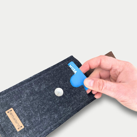 Handy belt pouch for iPhone 16 | with magnetic closure and card compartment | anthracite | model CLIP