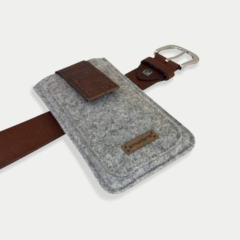 Handy belt bag for iPhone 13 mini | with magnetic closure and card compartment | light gray | model CLIP