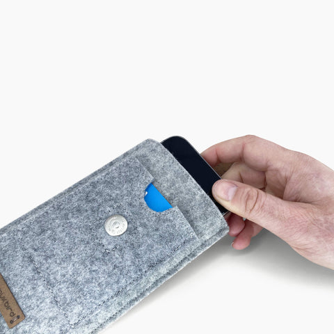 Mobile phone case for iPhone XR | with magnetic closure and extra compartment | light gray - Bloom | model HAKA