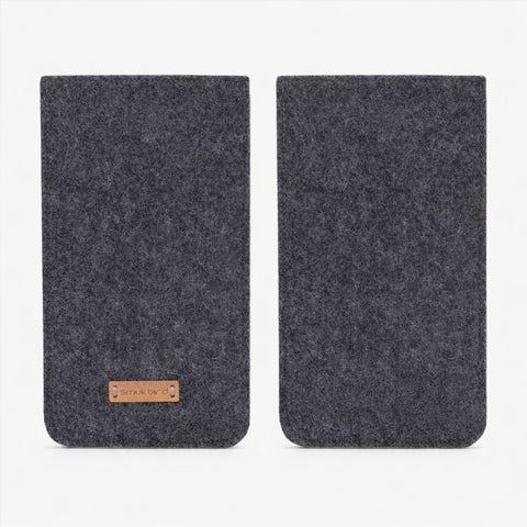 Made-to-measure mobile phone case | made of felt and organic cotton | anthracite - stripes | "LET" model