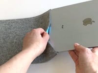 Sleeve for Galaxy Tab S8 Ultra | made of felt and organic cotton | light grey - stripes | "LET" model