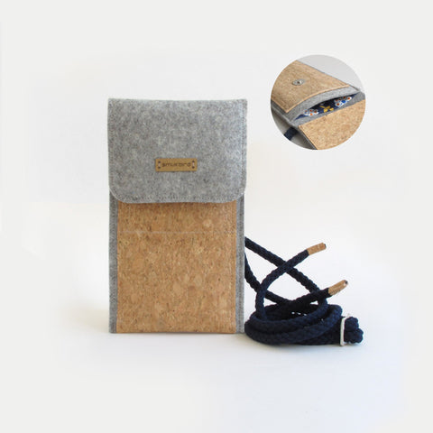 Shoulder bag for Samsung Galaxy A32 | made of felt and organic cotton | light gray - bloom | Model KEDJA