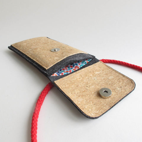 Shoulder bag for Samsung Galaxy S20 | made of felt and organic cotton | anthracite - colorful | Model KEDJA