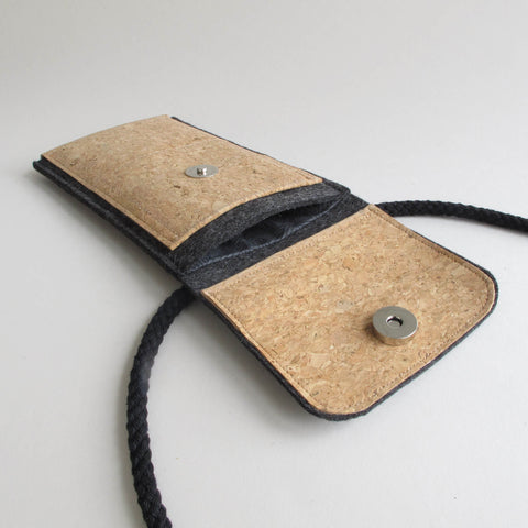Shoulder bag for Google Pixel 5a | made of felt and organic cotton | anthracite - tracks | Model KEDJA