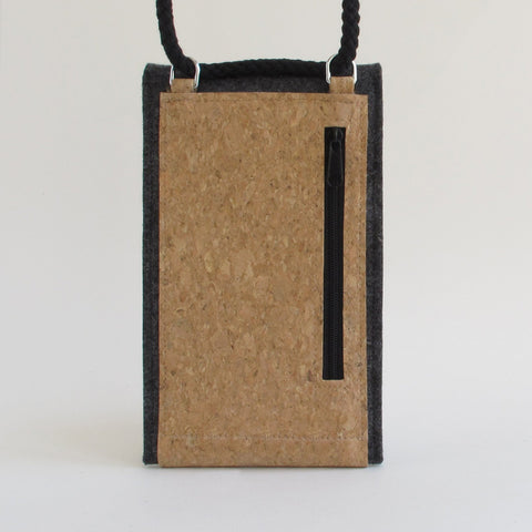 Shoulder bag for Samsung Galaxy S20 | made of felt and organic cotton | anthracite - tracks | Model KEDJA