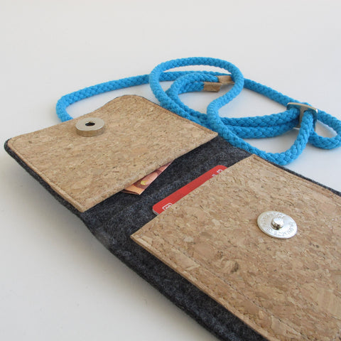 Shoulder bag for Google Pixel 7 | made of felt and organic cotton | anthracite - shapes | Model KEDJA
