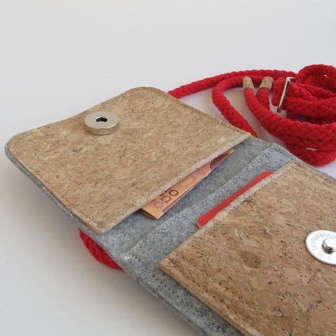 Shoulder bag for Samsung Galaxy S21 Ultra | made of felt and organic cotton | light gray - colorful | Model KEDJA