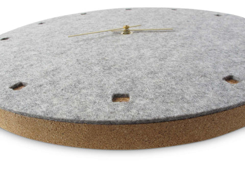 Wall clock made of felt and cork 30 cm | light gray - gold | Design: Esbjerg