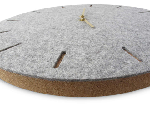 Wall clock made of felt and cork 30 cm | light gray - gold | Design: Copenhagen