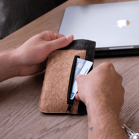 Mobile phone case with card slot for iPhone 12 Pro | anthracite - shapes | Model "ZIP"