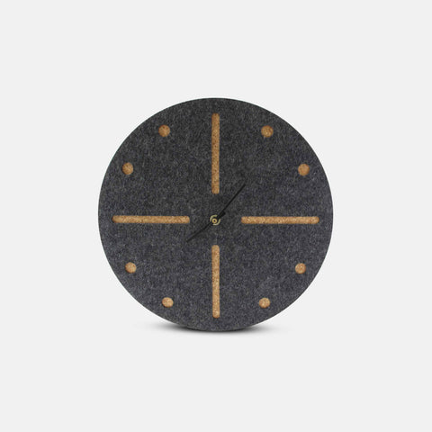 Wall clock made of felt and cork 30 cm | anthracite - black | Design: Odense