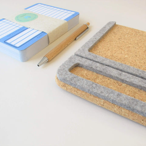 Note holder "ToDo" incl. 50 cards & wooden ballpoint pen | made of felt and cork | light grey
