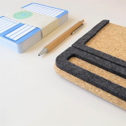 Note holder "ToDo" incl. 50 cards and wooden ballpoint pen | made of felt and cork | anthracite