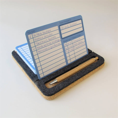 Note holder "ToDo" incl. 50 cards and wooden ballpoint pen | made of felt and cork | anthracite