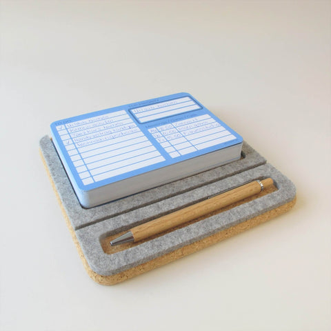 Note holder "ToDo" incl. 50 cards & wooden ballpoint pen | made of felt and cork | light grey
