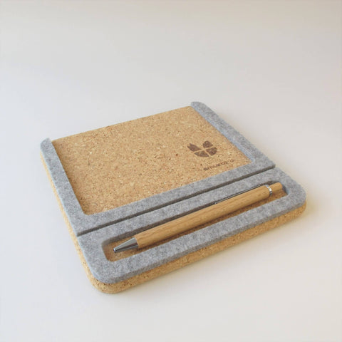 Note holder "ToDo" incl. 50 cards & wooden ballpoint pen | made of felt and cork | light grey
