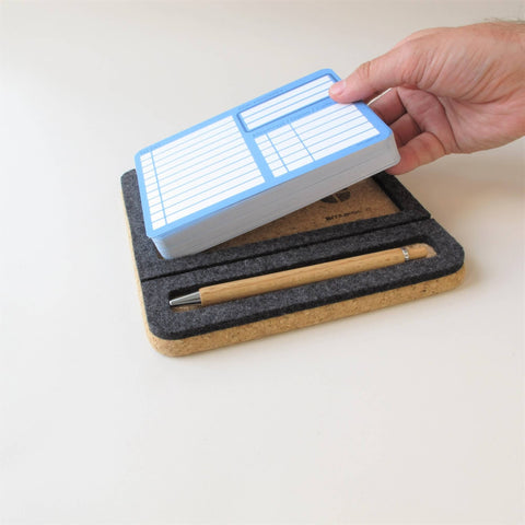 Note holder "ToDo" incl. 50 cards and wooden ballpoint pen | made of felt and cork | anthracite