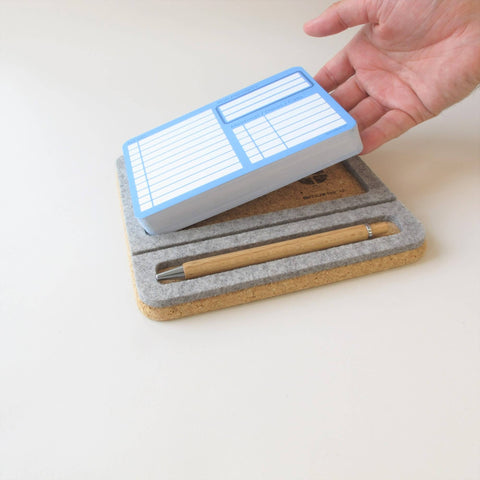 Note holder "ToDo" incl. 50 cards & wooden ballpoint pen | made of felt and cork | light grey