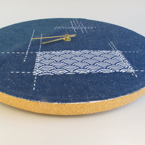 Wall clock Wabi Sabi Denim round 30 cm | Denim - Gold | Design: Tokyo
