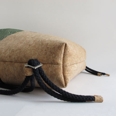 Gym bag, backpack | made of cotton and cork | Stripes
