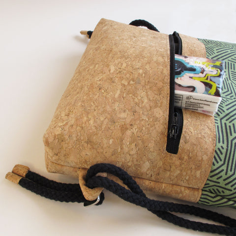 Gym bag for children, small backpack | made of cotton and cork | Stripes