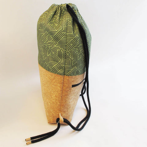 Gym bag for children, small backpack | made of cotton and cork | Stripes