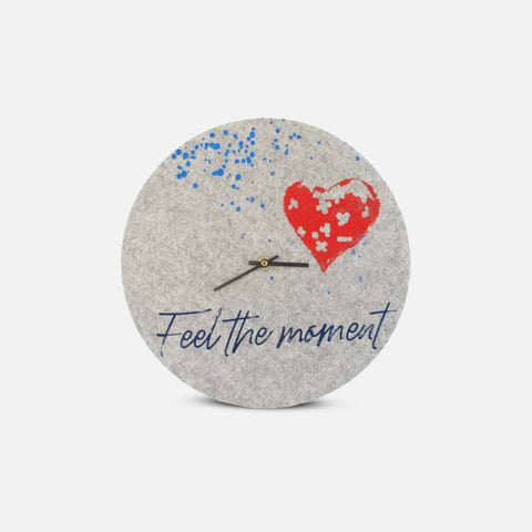 Felt and cork wall clock 30 cm | Design "Herz" by Anja Streese
