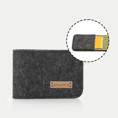 EC card case made of felt | anthracite - stripes