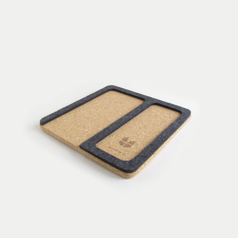 Organizer for mobile phone, glasses, notepad, watch & Co. | made of felt and cork | anthracite