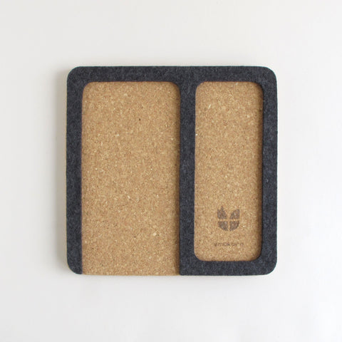 Organizer for mobile phone, glasses, notepad, watch & Co. | made of felt and cork | anthracite