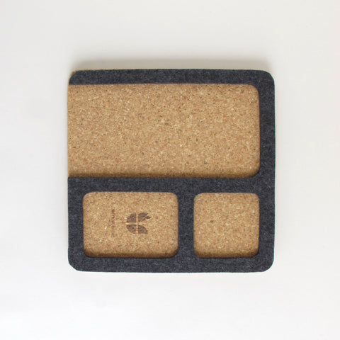 Organizer for mobile phone, keys, jewelery etc. | made of felt and cork | anthracite