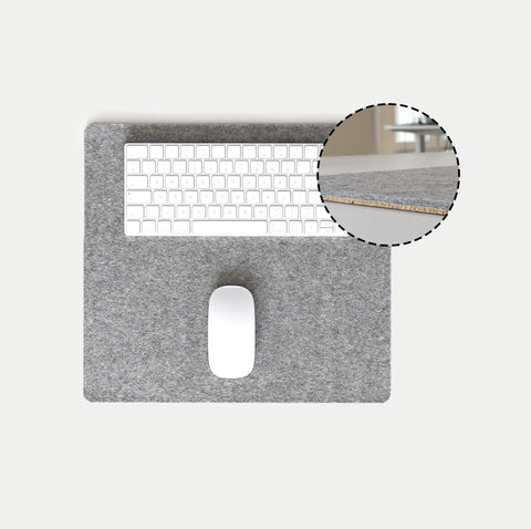 Desk pad made of felt and cork | 38x34.5cm | light grey
