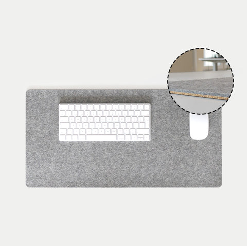 Desk pad made of felt and cork | 30x60cm | light grey