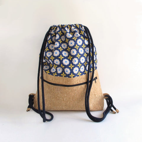 Gym bag, backpack | made of cotton and cork | Bloom