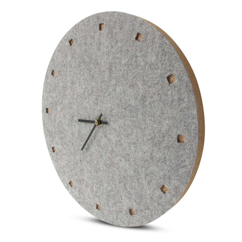 Wall clock made of felt and cork 30 cm | light gray - black | Design: Esbjerg