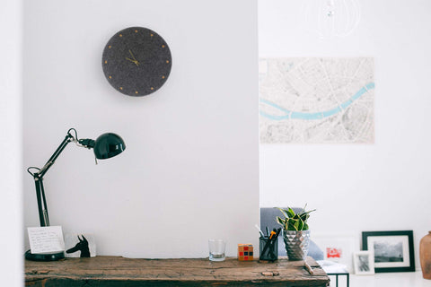 Wall clock made of felt and cork 30 cm | anthracite - gold | Design: Esbjerg