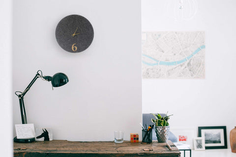 Wall clock made of felt and cork 30 cm | anthracite - gold | Design: Aarhus