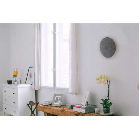 Wall clock made of felt and cork 30 cm | anthracite - black | Design: Aalborg