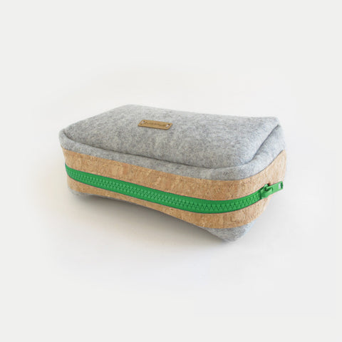 Accessory bag for cables & Co. | made of felt and cork | light grey-green