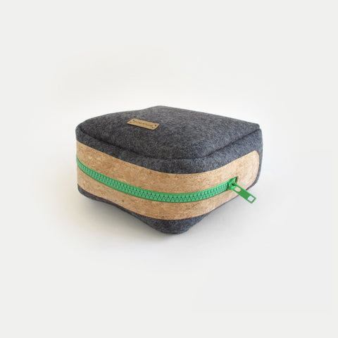 Accessory bag for cables & Co. | made of felt and cork | anthracite-green